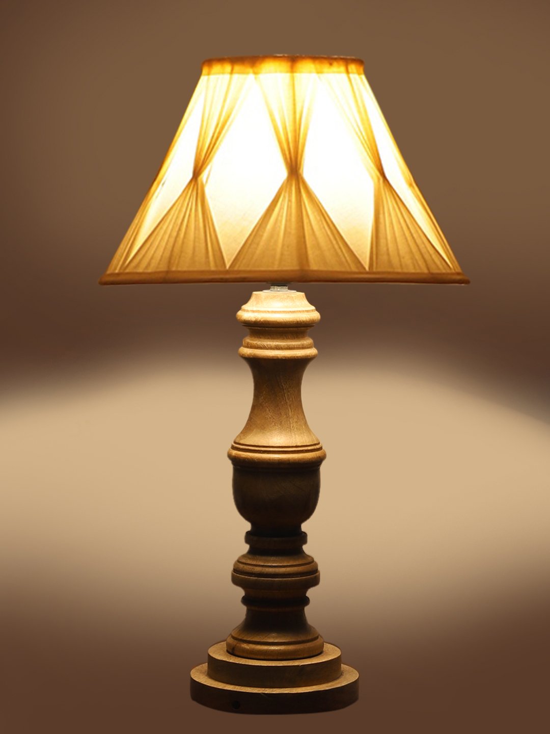 Ambika Home off-white cotton Wooden Table Lamp | Decorative Bedside Lamp for Bedroom, Living Room, Hall, Hotel, Café, Restaurant, Office & Study Room | E27 Compatible - Image 7
