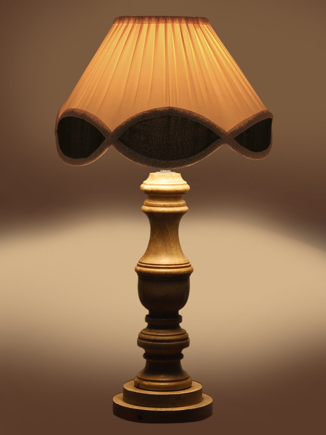 Ambika Home off-white cotton Wooden Table Lamp | Decorative Bedside Lamp for Bedroom, Living Room, Hall, Hotel, Café, Restaurant, Office & Study Room | E27 Compatible - Image 7