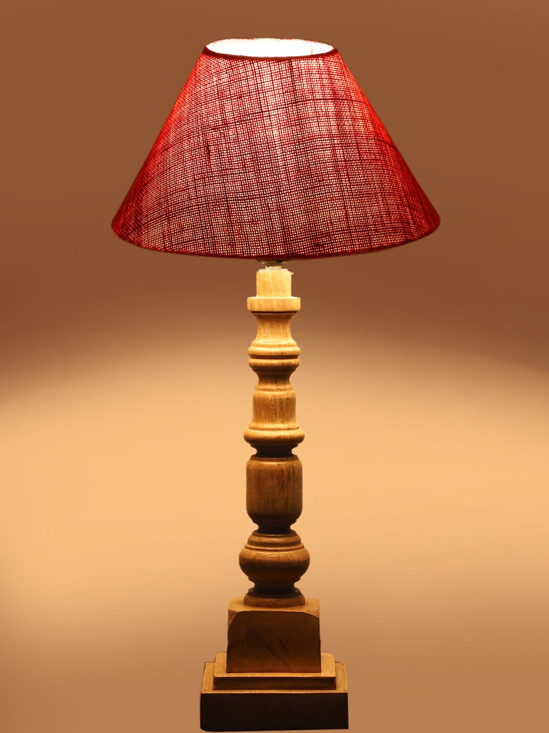 Ambika Home Pink Jute Wooden Table Lamp | Decorative Bedside Lamp for Bedroom, Living Room, Hall, Hotel, Café, Restaurant, Office & Study Room | E27 Compatible - Image 7