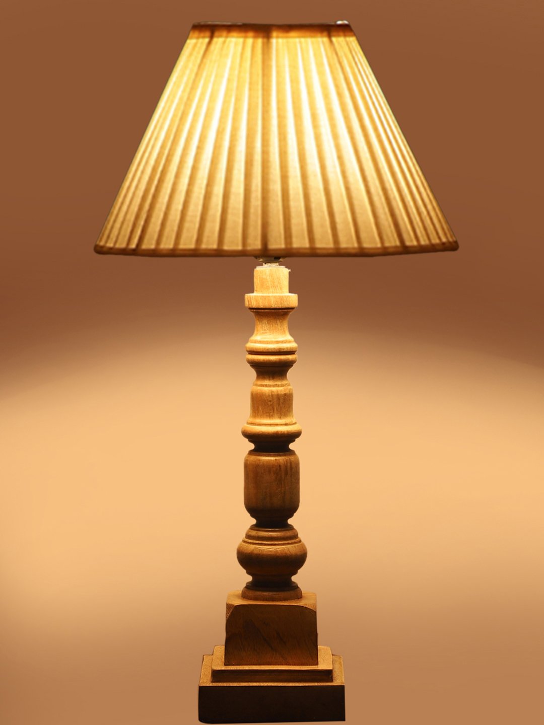 Ambika Home off-white cotton Wooden Table Lamp | Decorative Bedside Lamp for Bedroom, Living Room, Hall, Hotel, Café, Restaurant, Office & Study Room | E27 Compatible - Image 7