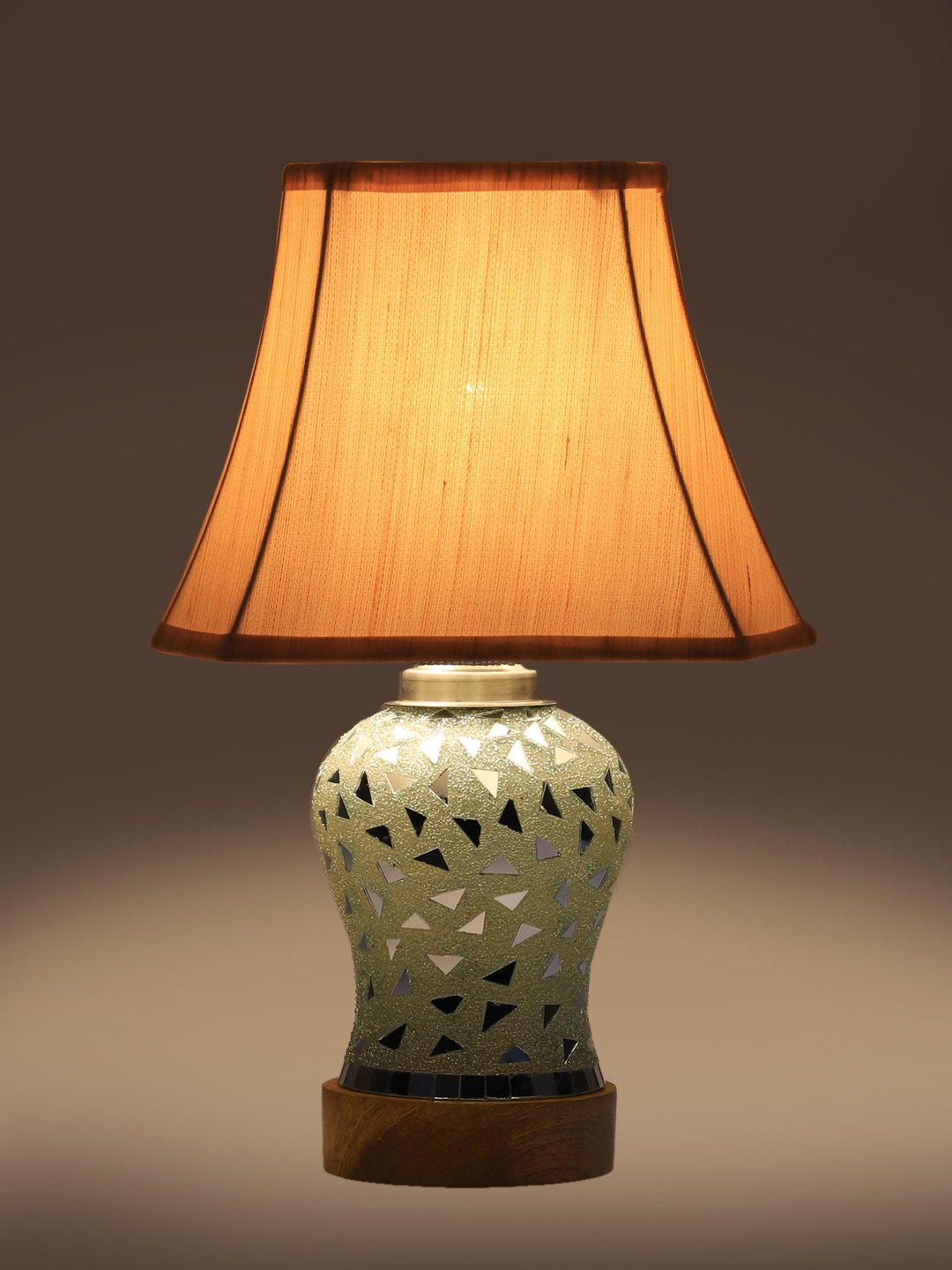Ambika Home off-white Jute Mosaic Glass Table Lamp | Decorative Bedside Lamp for Bedroom, Living Room, Hall, Hotel, Café, Restaurant, Office & Study Room | E27 Compatible - Image 7