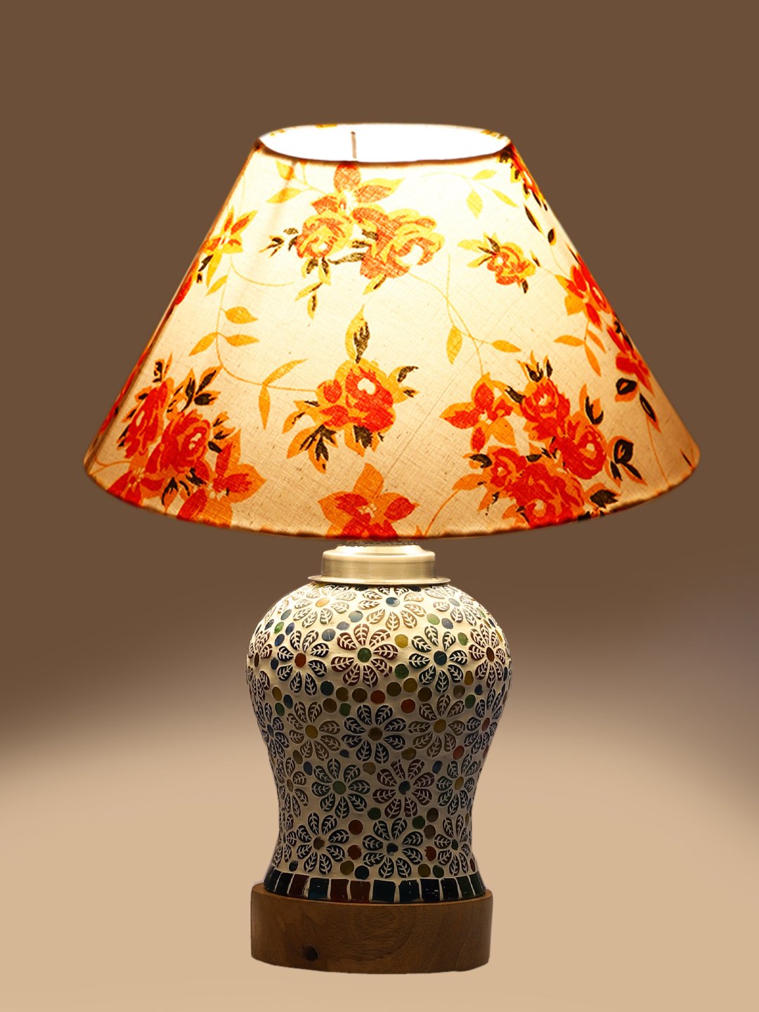 Ambika Home Multicolor Cotton Mosaic Glass Table Lamp | Decorative Bedside Lamp for Bedroom, Living Room, Hall, Hotel, Café, Restaurant, Office & Study Room | E27 Compatible - Image 7