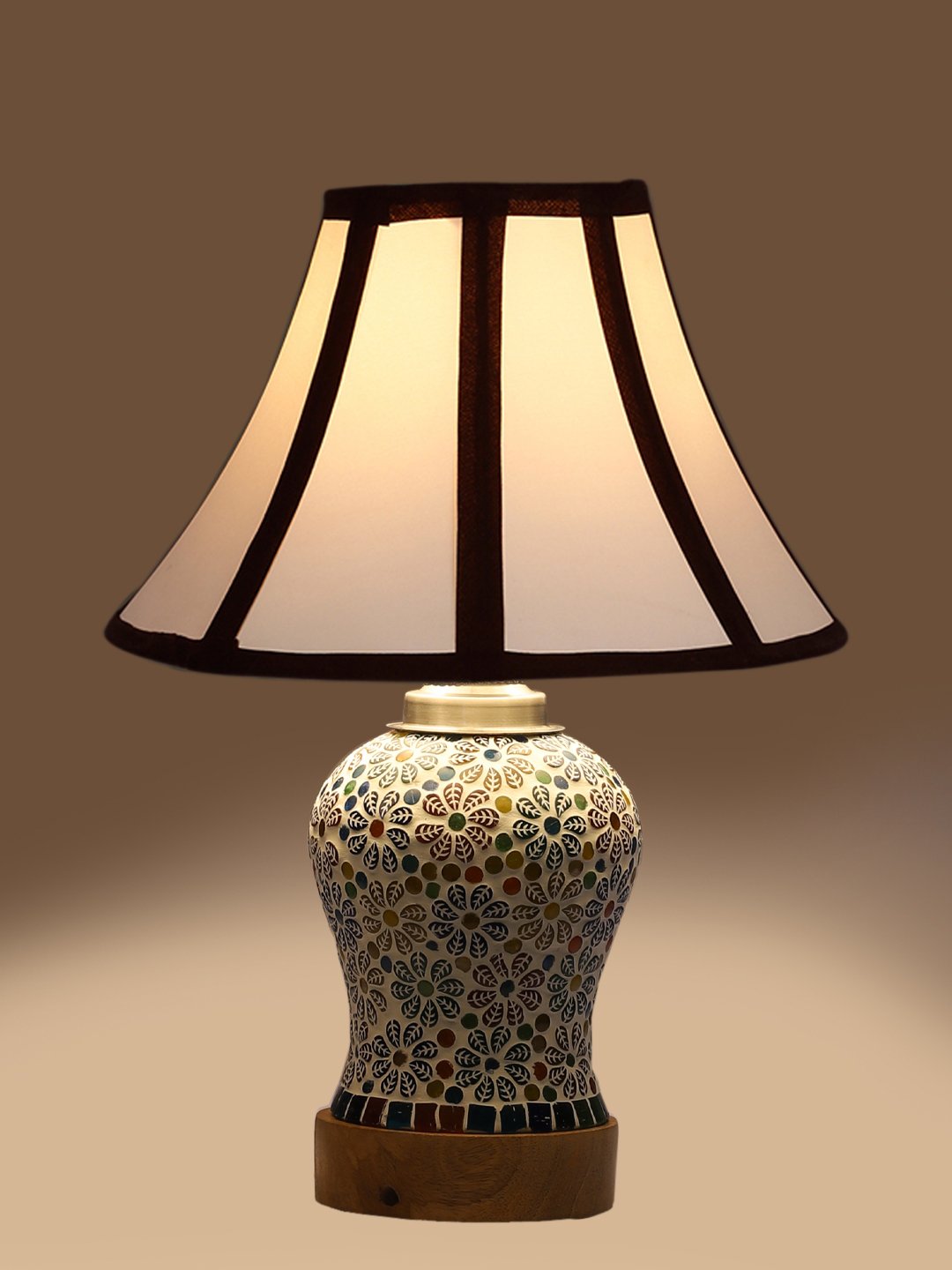 Ambika Home Multicolor Cotton Mosaic Glass Table Lamp | Decorative Bedside Lamp for Bedroom, Living Room, Hall, Hotel, Café, Restaurant, Office & Study Room | E27 Compatible - Image 7