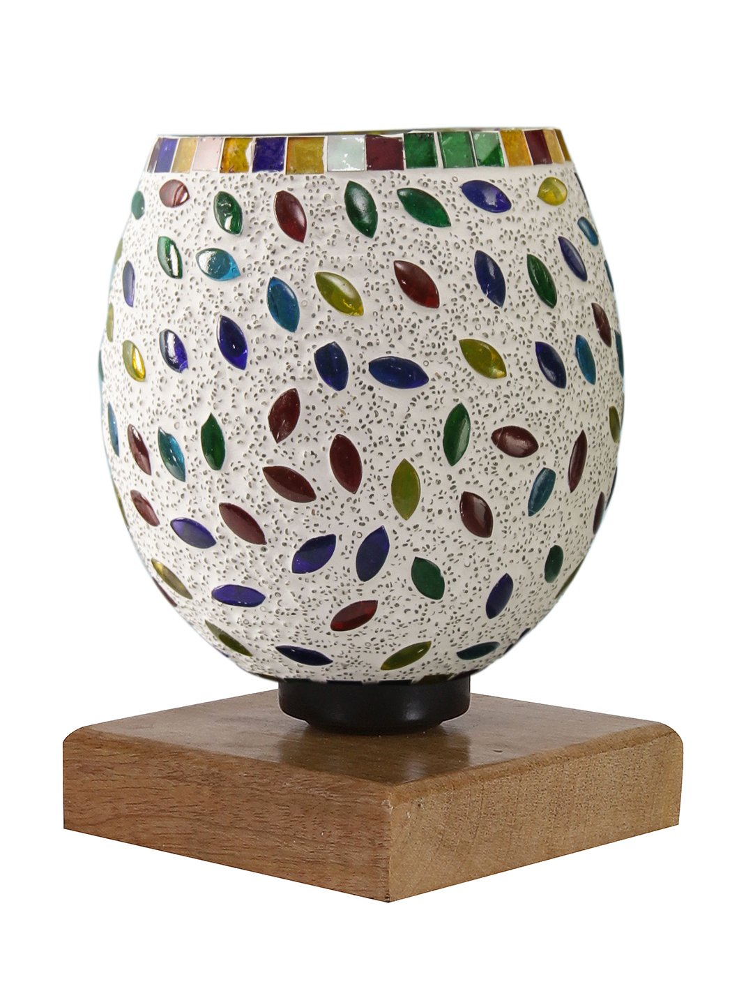 Ambika Home Artisan Mosaic Multicolor Mosaic Glass Table Lamp with Wooden Base | Premium Bedside Lamp for Bedroom, Living Room, Hall, Hotel, Café, Restaurant & Office | E27 Compatible - Image 8