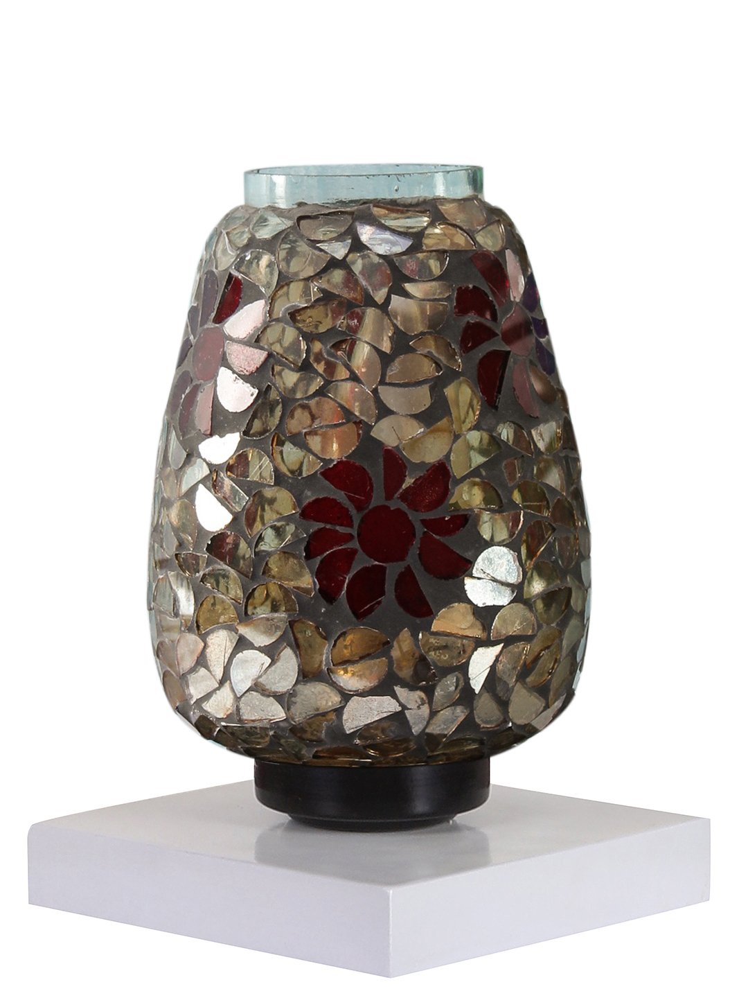 Ambika Home Nordic Mosaic Multicolor Mosaic Glass Table Lamp with Wooden Base | Premium Bedside Lamp for Bedroom, Living Room, Hall, Hotel, Café, Restaurant & Office | E27 Compatible - Image 7