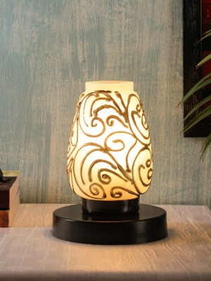 Ambika Home Nordic Mosaic Multicolor Mosaic Glass Table Lamp with Wooden Base | Premium Bedside Lamp for Bedroom, Living Room, Hall, Hotel, CafÃ©, Restaurant & Office | E27 Compatible