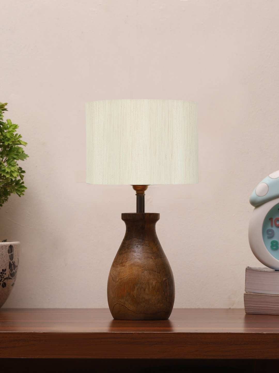 Ambika Home Bohemia Collection off-white Shade Table Lamp | Premium Decorative Bedside Lamp for Bedroom, Living Room, Hall, Hotel, Café, Restaurant, Office & Study Room | E27 Compatible