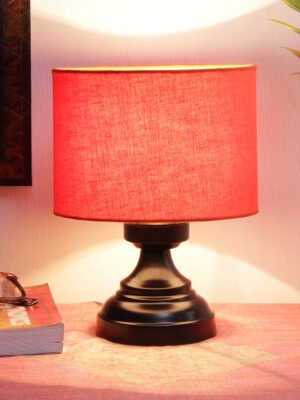 Ambika Home Heritage Collection Orange Gola Table Lamp with Iron Base Powder Coated | Premium Decorative Bedside Lamp for Bedroom, Living Room, Hall, Hotel, CafÃ©, Restaurant & Office | E27 Compatible