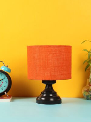 Ambika Home Aurora Collection Orange Gola Table Lamp with Iron Base Powder Coated | Premium Decorative Bedside Lamp for Bedroom, Living Room, Hall, Hotel, CafÃ©, Restaurant & Office | E27 Compatible