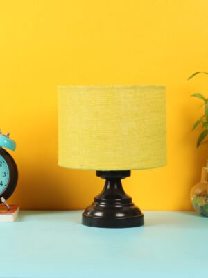 Ambika Home Lumina Collection Yellow Gola Table Lamp with Iron Base Powder Coated | Premium Decorative Bedside Lamp for Bedroom, Living Room, Hall, Hotel, CafÃ©, Restaurant & Office | E27 Compatible