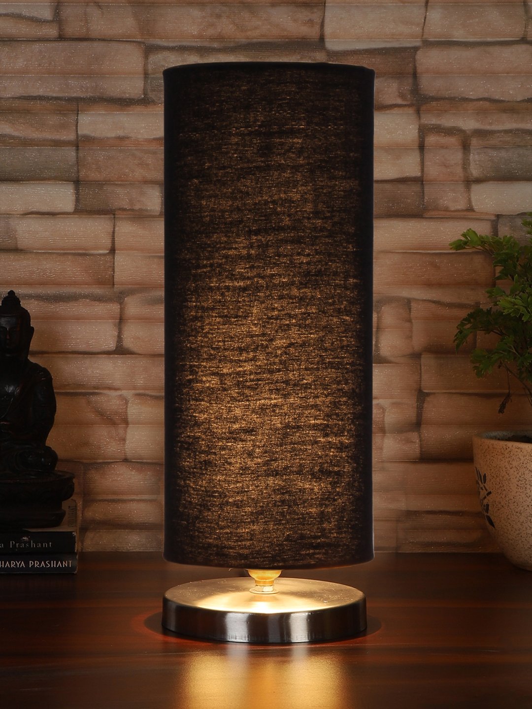 Ambika Home Black cotton table lamp with Steel Base -2 - Image 2