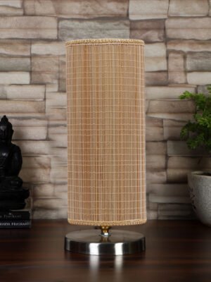 Ambika Home Round Bamboo table lamp with Steel Base -38