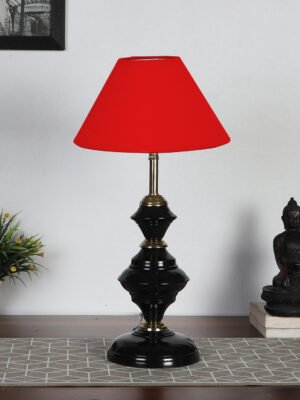Ambika Home Red cotton Table lamp with  Iron Base