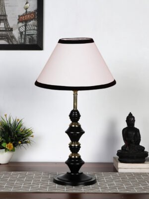 Ambika Home Multicolor  cotton Table lamp with  Iron Base