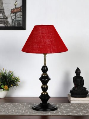 Ambika Home Maroon  Jute Table lamp with  Iron Base