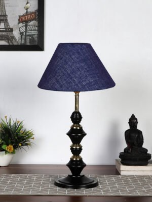 Ambika Home Blue Jute Table lamp with  Iron Base