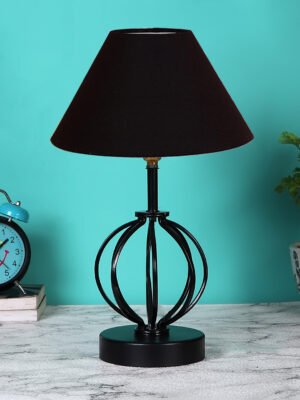 Ambika Home Black  cotton Table lamp with  Iron Base