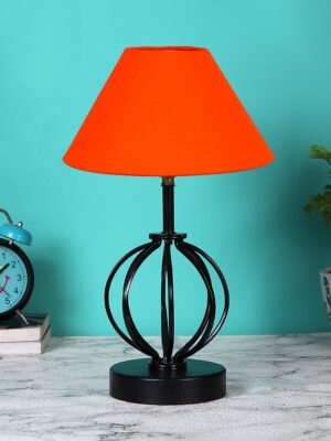 Ambika Home Orange  cotton Table lamp with  Iron Base