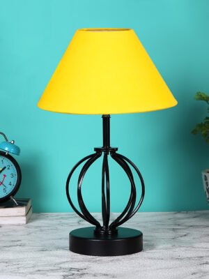 Ambika Home Yellow  cotton Table lamp with  Iron Base