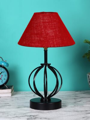 Ambika Home Maroon Jute Table lamp with Iron Base