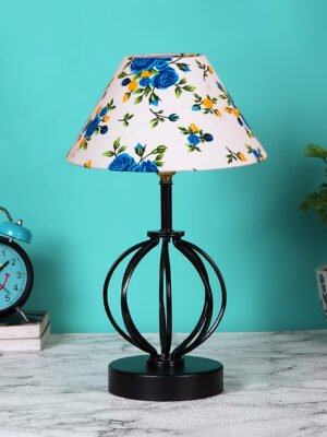 Ambika Home Multicolor cotton Table lamp with Iron Base