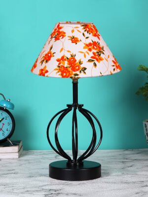 Ambika Home Multicolor cotton Table lamp with Iron Base
