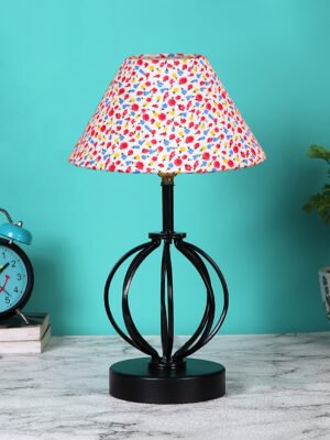 Ambika Home Multicolor cotton Table lamp with Iron Base