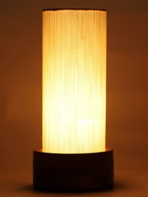 Ambika Home off-white Cotton Round Carving Table Lamp Shade | Decorative Bedside Lamp for Living Room, Bedroom, Hotel, Cafe & Restaurant | SKU AT01