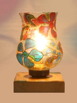 Ambika Home Lumina Mosaic Multicolor Mosaic Glass Table Lamp with Wooden Base | Premium Bedside Lamp for Bedroom, Living Room, Hall, Hotel, CafÃ©, Restaurant & Office | E27 Compatible