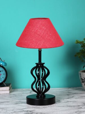 Ambika Home Pink Jute Table lamp with  Iron Base