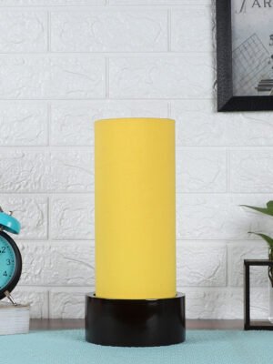 Ambika Home Yellow Cotton Round Brown Table Lamp Shade | Decorative Bedside Lamp for Living Room, Bedroom, Hotel, Cafe & Restaurant | SKU AT20