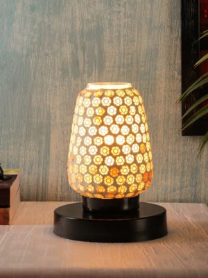Ambika Home Celeste Mosaic Multicolor Mosaic Glass Table Lamp with Wooden Base | Premium Bedside Lamp for Bedroom, Living Room, Hall, Hotel, CafÃ©, Restaurant & Office | E27 Compatible
