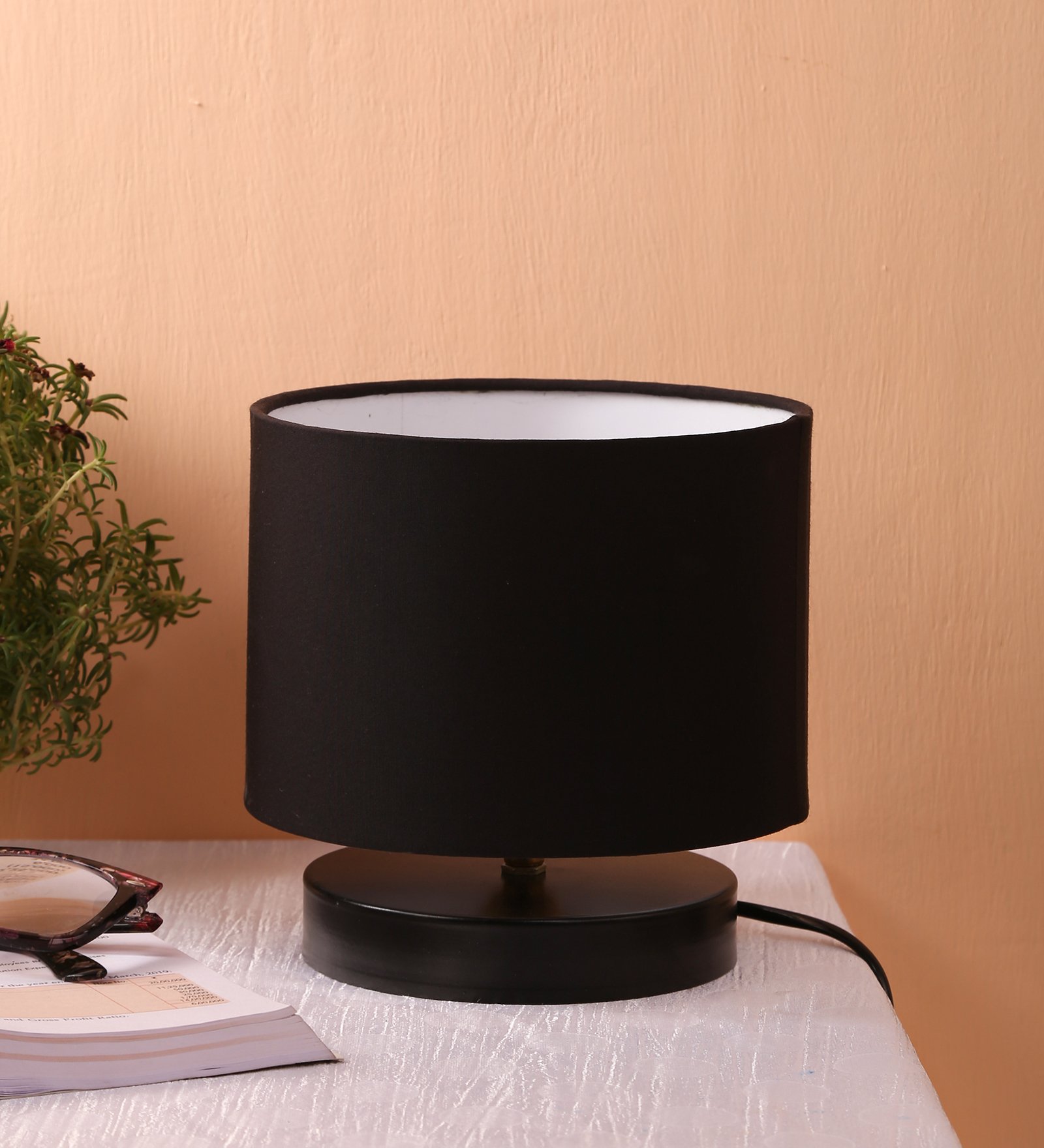 Ambika Home Bohemia Collection Black Gola Table Lamp with Wooden Base | Premium Decorative Bedside Lamp for Bedroom, Living Room, Hall, Hotel, Café, Restaurant & Office | E27 Compatible - Image 2