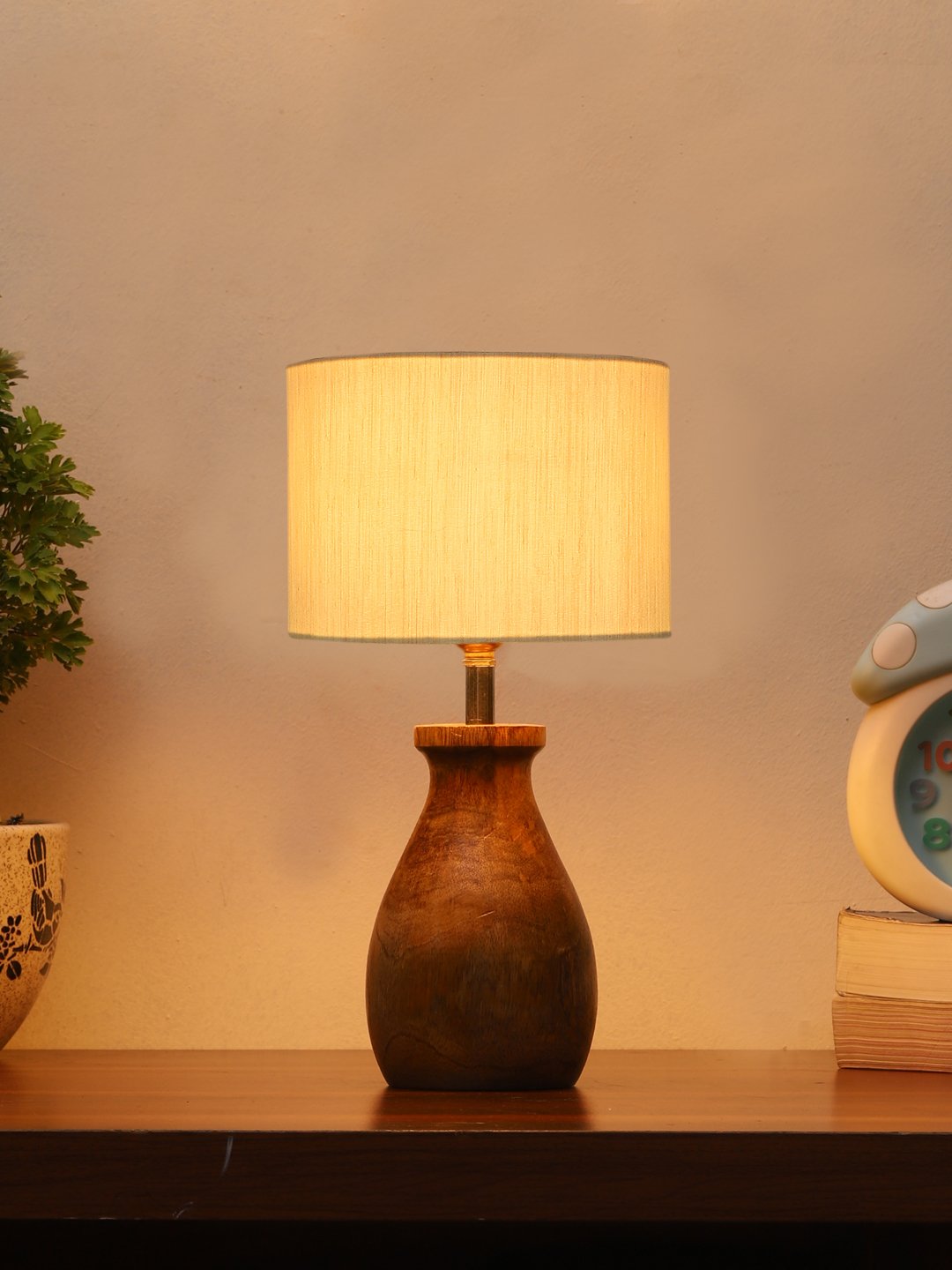 Ambika Home Bohemia Collection off-white Shade Table Lamp | Premium Decorative Bedside Lamp for Bedroom, Living Room, Hall, Hotel, Café, Restaurant, Office & Study Room | E27 Compatible - Image 2