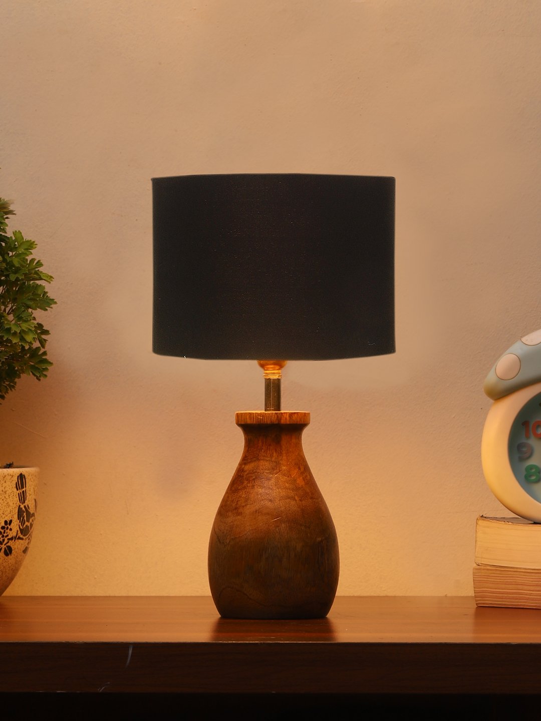 Ambika Home Lumina Collection Black Shade Table Lamp | Premium Decorative Bedside Lamp for Bedroom, Living Room, Hall, Hotel, Café, Restaurant, Office & Study Room | E27 Compatible - Image 2