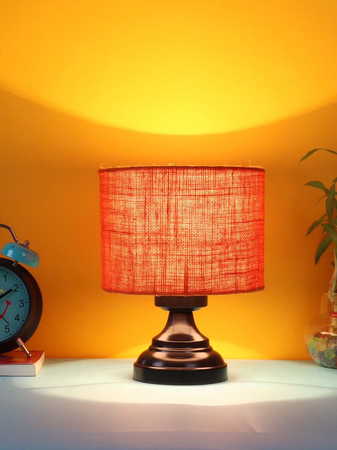 Ambika Home Aurora Collection Orange Gola Table Lamp with Iron Base Powder Coated | Premium Decorative Bedside Lamp for Bedroom, Living Room, Hall, Hotel, Café, Restaurant & Office | E27 Compatible - Image 2