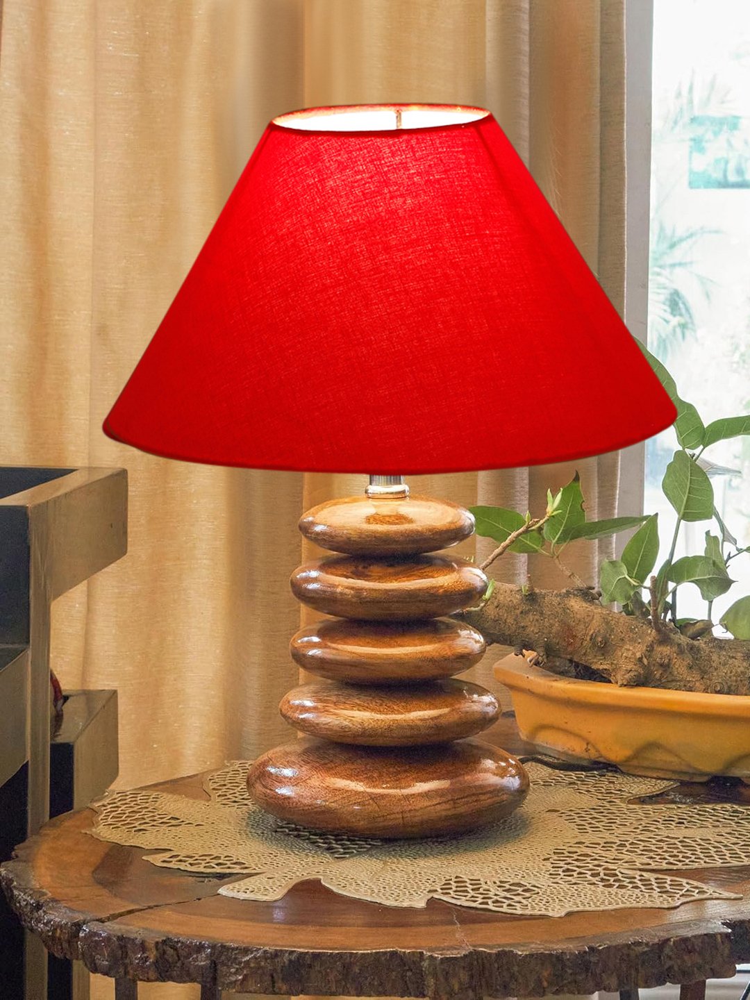 Devansh Lumina Collection Red Pebble Table Lamp | Premium Bedside Lamp for Bedroom, Living Room, Hall, Hotel, Café, Restaurant & Office | E27 Compatible - Image 2