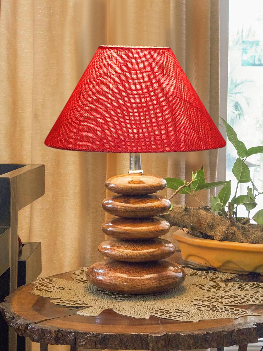 Devansh Aurora Collection Pink Pebble Table Lamp | Premium Bedside Lamp for Bedroom, Living Room, Hall, Hotel, Café, Restaurant & Office | E27 Compatible - Image 2