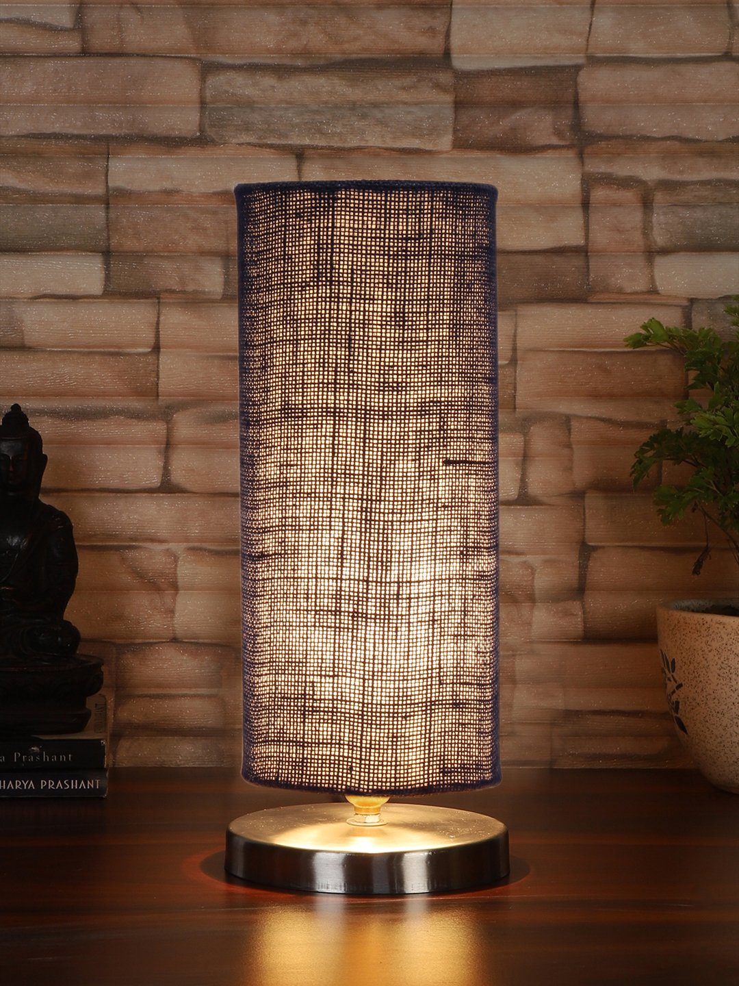 Ambika Home Blue Jute table lamp with Steel Base -12 - Image 2