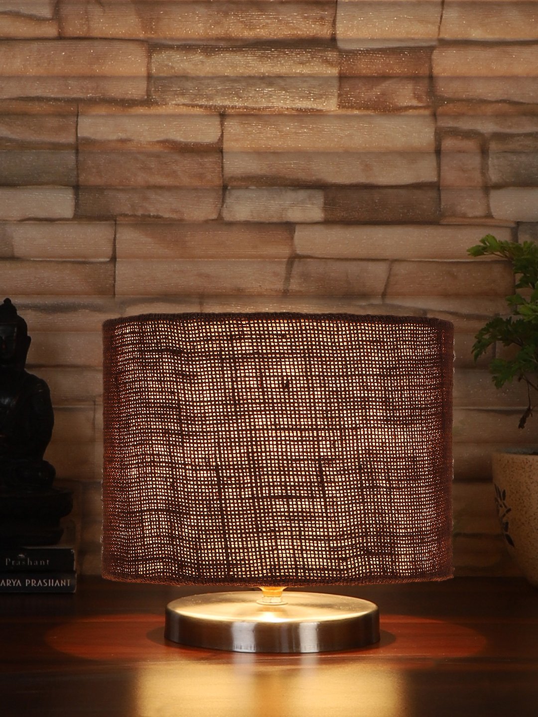 Ambika Home Brown Jute Table Lamp with Steel Base -33 - Image 2