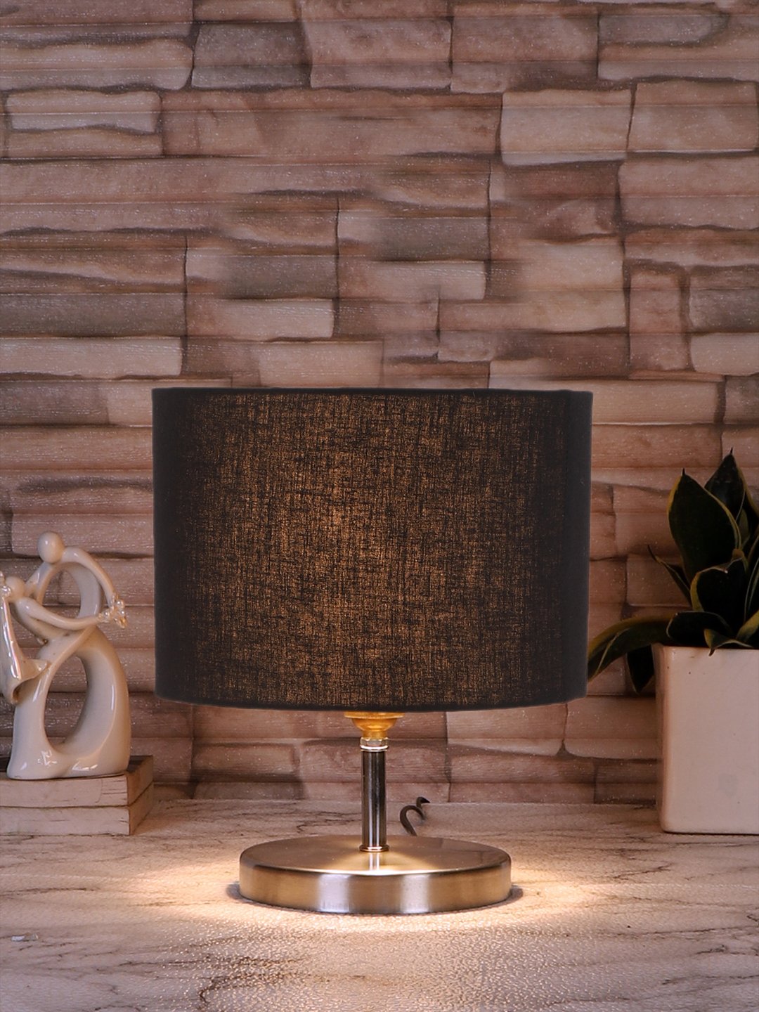 Ambika Home Black cotton table lamp with Steel Base -58 - Image 2