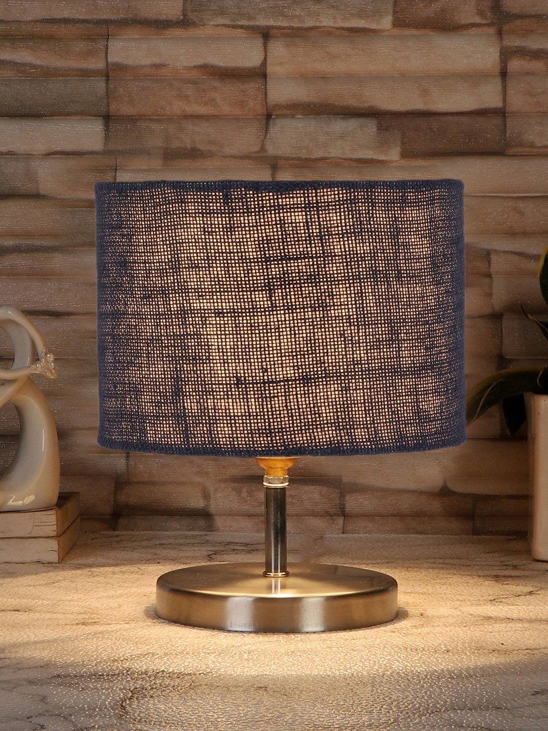 Ambika Home Blue Jute table lamp with Steel Base -68 - Image 2