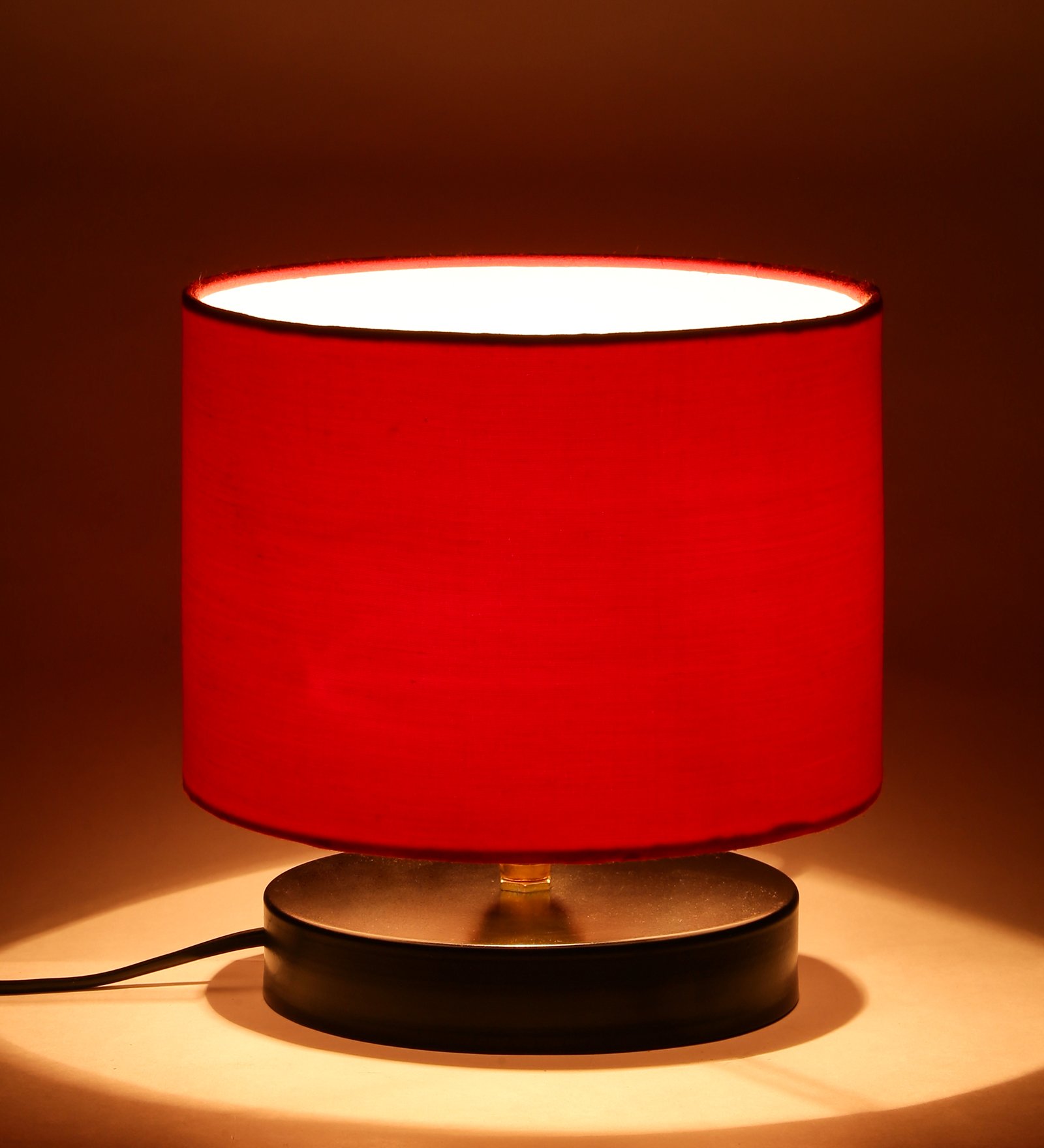 Ambika Home Lumina Collection Red Gola Table Lamp with Wooden Base | Premium Decorative Bedside Lamp for Bedroom, Living Room, Hall, Hotel, Café, Restaurant & Office | E27 Compatible - Image 3