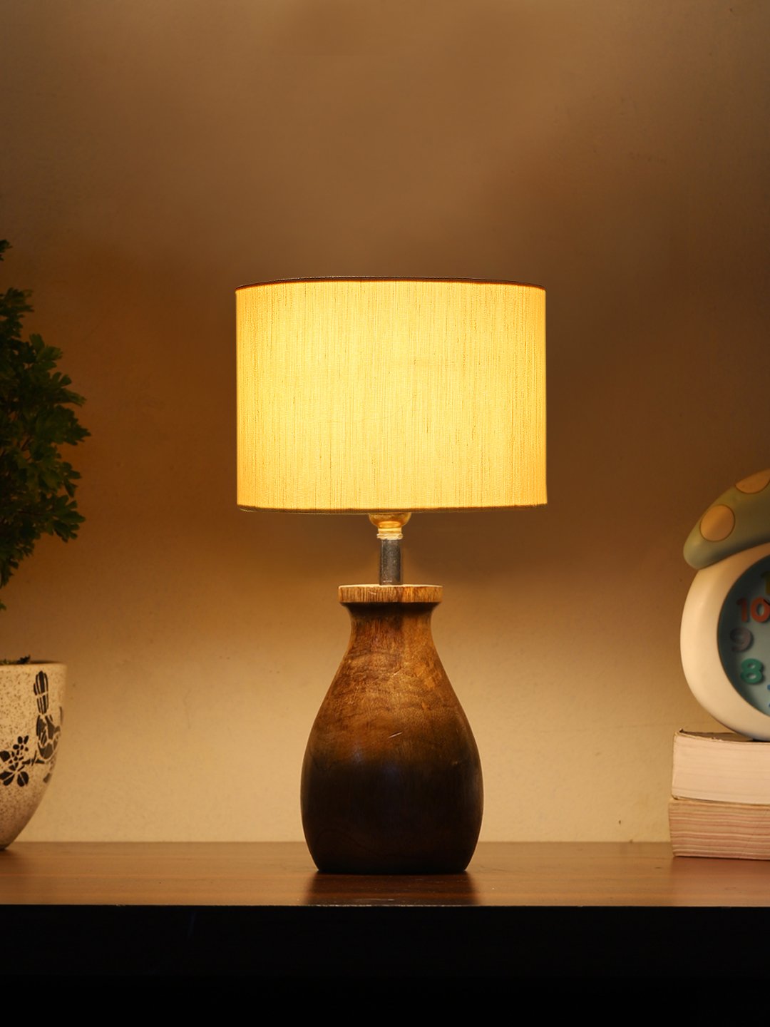 Ambika Home Bohemia Collection off-white Shade Table Lamp | Premium Decorative Bedside Lamp for Bedroom, Living Room, Hall, Hotel, Café, Restaurant, Office & Study Room | E27 Compatible - Image 3