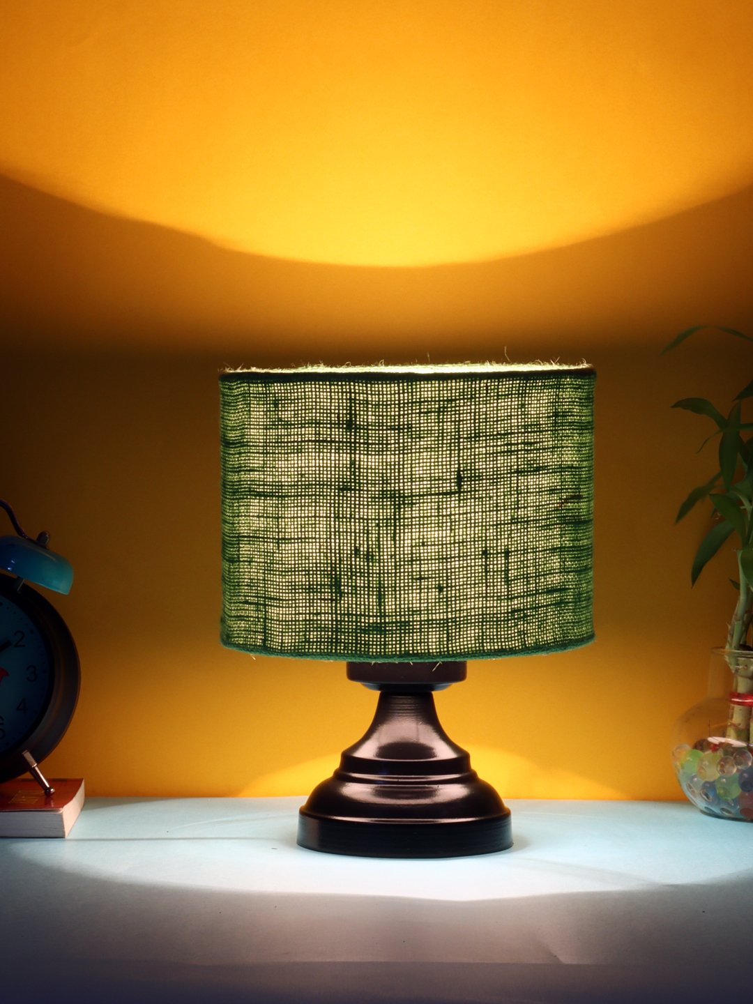 Ambika Home Heritage Collection Green Gola Table Lamp with Iron Base Powder Coated | Premium Decorative Bedside Lamp for Bedroom, Living Room, Hall, Hotel, Café, Restaurant & Office | E27 Compatible - Image 3