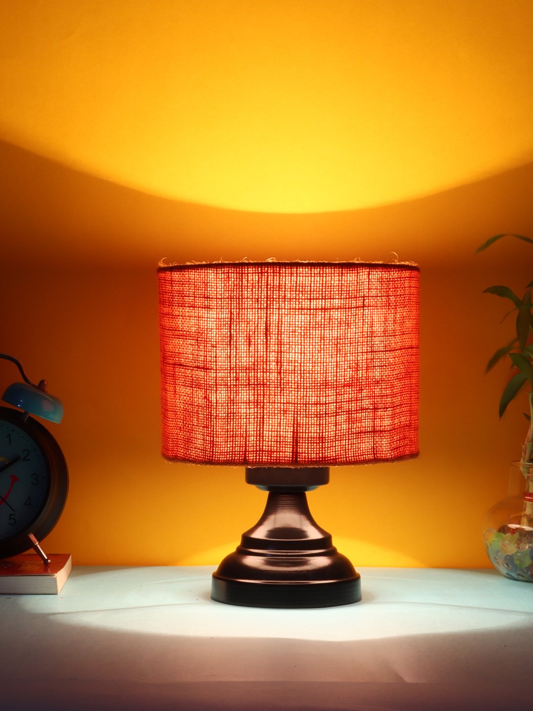 Ambika Home Aurora Collection Orange Gola Table Lamp with Iron Base Powder Coated | Premium Decorative Bedside Lamp for Bedroom, Living Room, Hall, Hotel, Café, Restaurant & Office | E27 Compatible - Image 3
