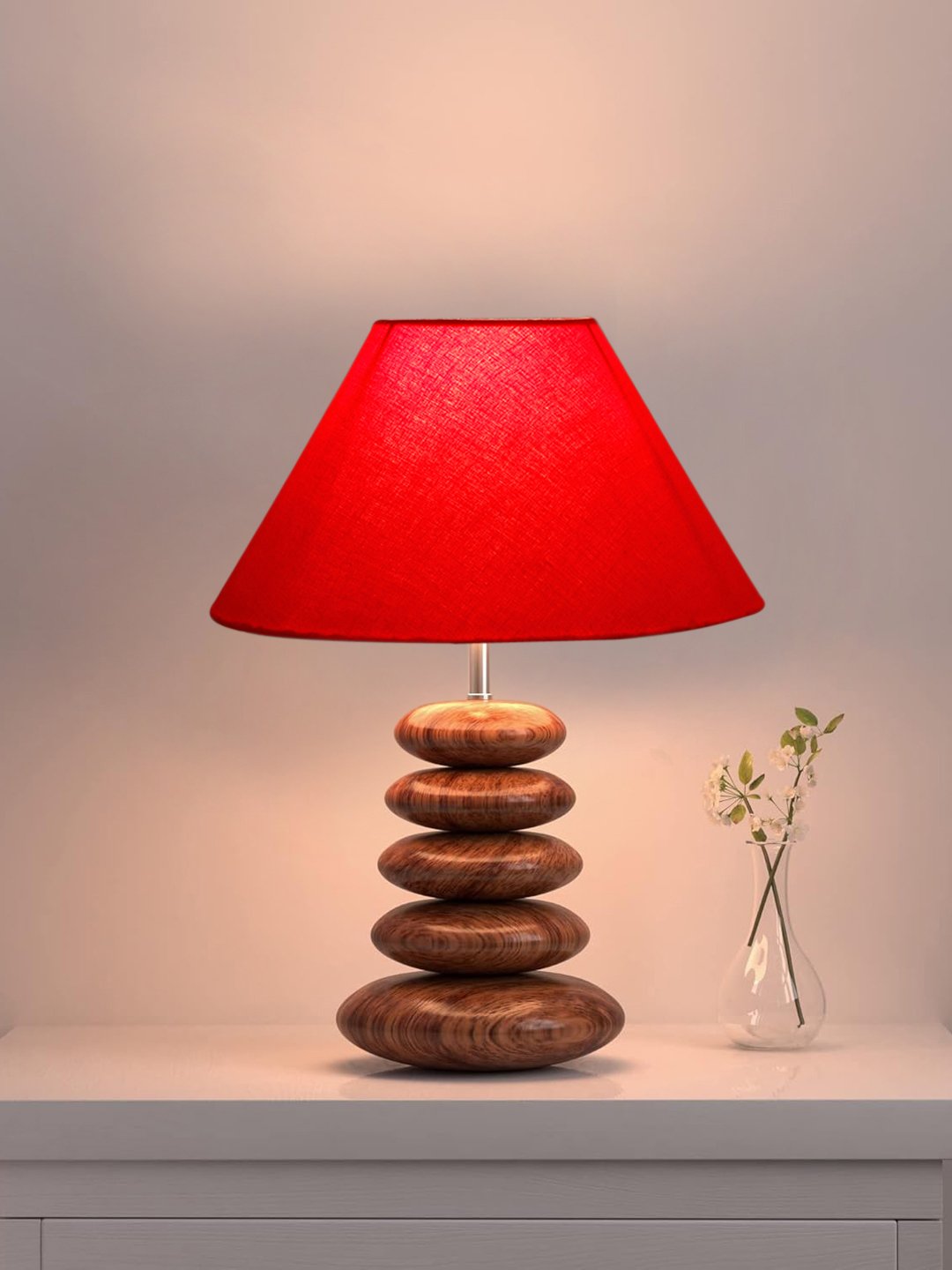 Devansh Lumina Collection Red Pebble Table Lamp | Premium Bedside Lamp for Bedroom, Living Room, Hall, Hotel, Café, Restaurant & Office | E27 Compatible - Image 3