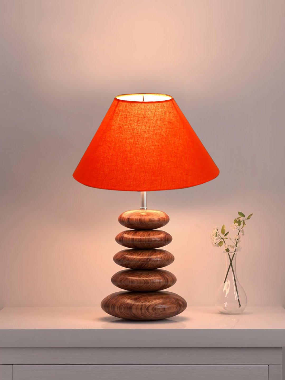 Devansh Aurelia Collection Orange Pebble Table Lamp | Premium Bedside Lamp for Bedroom, Living Room, Hall, Hotel, Café, Restaurant & Office | E27 Compatible - Image 3