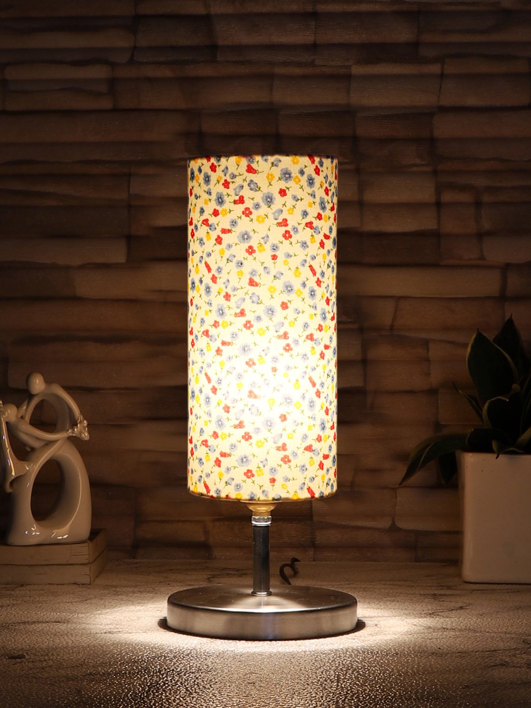 Ambika Home Multicolor cotton table lamp with Steel Base -55 - Image 3