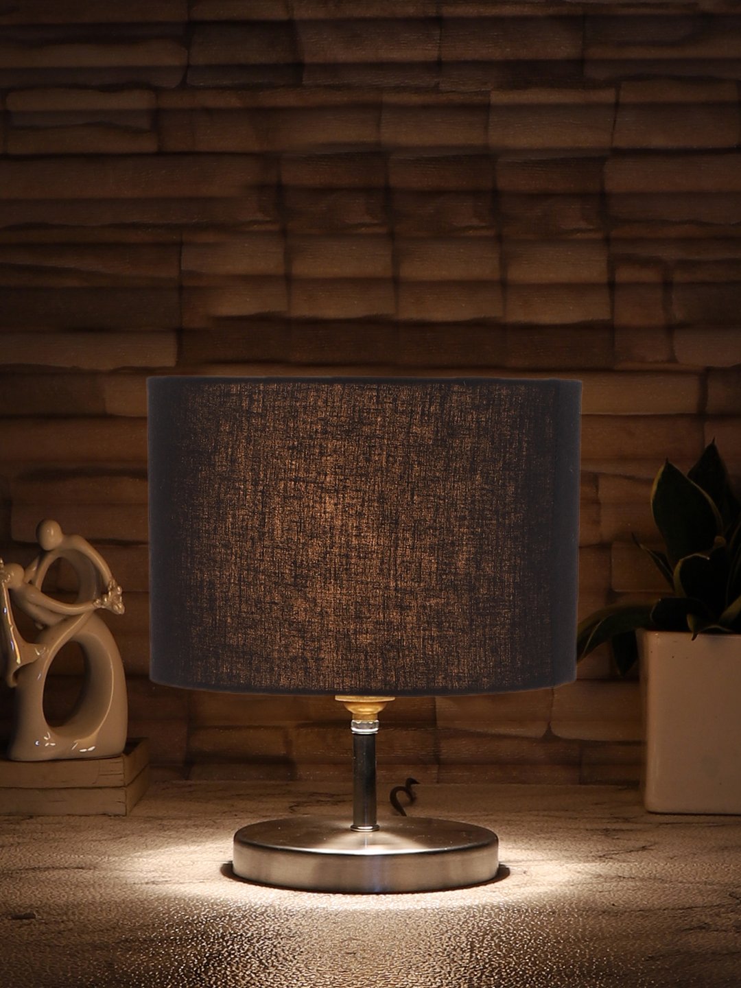 Ambika Home Black cotton table lamp with Steel Base -58 - Image 3